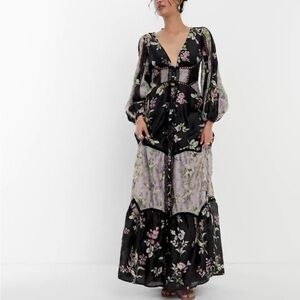 Floral Black and Purple Maxi Dress